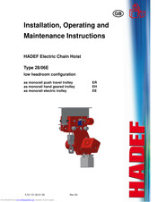 HADEF 28/06EH Installation, Operating And Maintenance Instructions