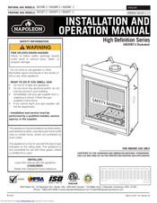 Napoleon HD40NT-2 Installation And Operation Manual