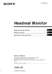 Sony XVM-H6 Operating Instructions Manual
