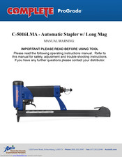 AXXIS COMPLETE ProGrade C-5016LMA Operating Instructions Manual