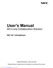 NEC MultiSync X551UHD IGB User Manual