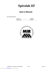 Medical International Research Spirolab III User Manual