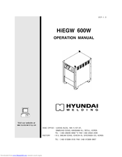 HYUNDAI WELDING HiEGW 600W Operation Manual