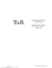 T+A Solitaire CWT 1000-40 User Manual