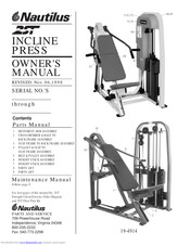 Nautilus 2ST INCLINE PRESS Owner's Manual