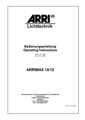 Arri ARRIMAX 18/12 Operating Instructions Manual