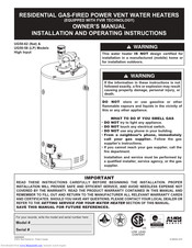 Giant Factories UG50-58 Installation And Operating Instructions Manual