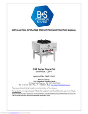 B+S CSP-1 Installation, Operating And Servicing Instruction Manual