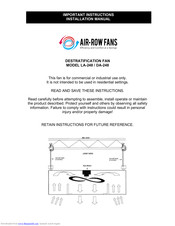Air-Row Fans DA-248 Important Instructions