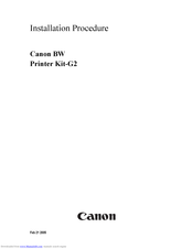 Canon BW Printer Kit-G2 Installation Procedure