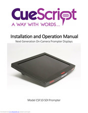 CueScript CSF10-SDI Installation And Operation Manual