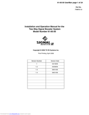 TX RX Systems Signal Booster II 61-65-50 Series Installation And Operation Manual
