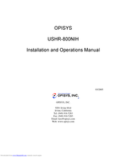 OPISYS USHR-800NIH Installation And Operation Manual