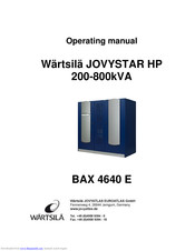 WÄRTSILÄ JOVYSTAR HP 500 kVA Operating Manual