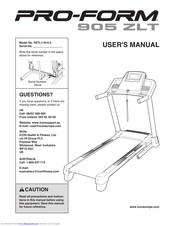 Pro-Form 905 Zlt Treadmill User Manual
