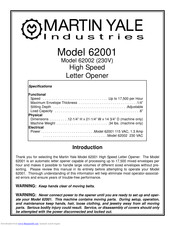Martin Yale Industries 62001 Manual