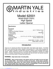 Martin Yale Industries 62002 Manual