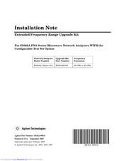 agilent technologies E8362A PNA Series Installation Notes
