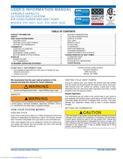Johnson Controls Unitary Products AL21 User's Information Manual