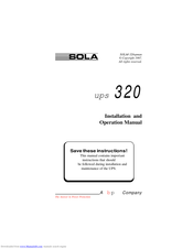 Sola 0320-0400A Installation And Operation Manual
