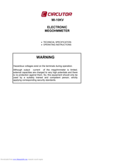 Circutor MI-10KV Technical Specifications And Operating Instructions