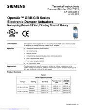 Siemens OpenAir GIB132.1U Technical Instructions