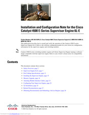 Cisco Catalyst 4500 E Supervisor Engine 6L-E Series Installation And Configuration Note
