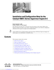 Cisco Catalyst 4500 E Supervisor Engine 6-E Series Installation And Configuration Note