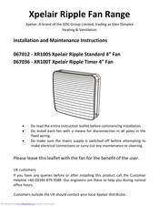 Xpelair XR100S Installation And Maintenance Instructions Manual
