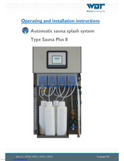 WDT Sauna Plus 8 Operating And Installation Instructions