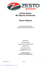 Zesto Audio Andros Allasso Owner's Manual