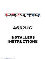 USAPRO SECURITY AS62UG Installer's Instructions