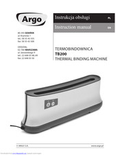 Argo TB200 Instruction Manual