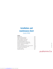 prudhomme LR180 Installation And Maintenance Sheet