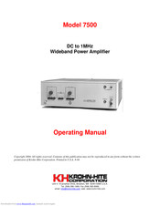 Krohn-Hite 7500 Operating Manual