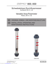 Gemu 850 Installation, Operating And Maintenance Instructions