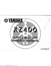 Yamaha XZ400 1985 Supplementary Owner's Manual