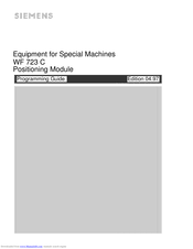 Siemens WF 723 C Programming Manual