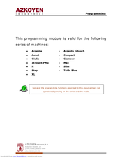 Azkoyen Argenta Intouch Programming Manual