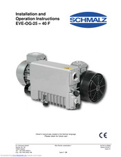 schmalz EVE-OG-40 F Installation And Operation Instructions Manual
