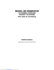 TT Systems BE-900MHZCID Owner's Manual
