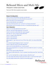 ReSound Multi Mic Frequently Asked Questions Manual