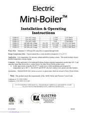 Electro Industries Mini-Boiler EMB-S-1 Installation & Operating Instructions Manual