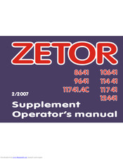 Zetor Z 12441 Supplement Operators Manual