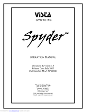 Vista Spyder Series Operation Manual
