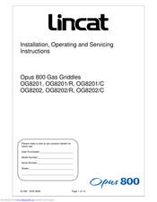 Lincat Opus 800 OG8201 Installation, Operating And Servicing Instructions