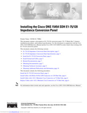 Cisco ONS 15454 SDH E1-120 Installing