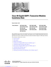 Cisco QSFP+ Series Installation Note
