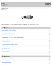 Sony HAP-Z1ES Help Manual