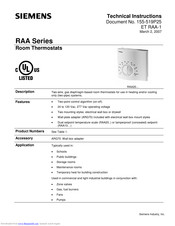 Siemens RAA Series Technical Instructions